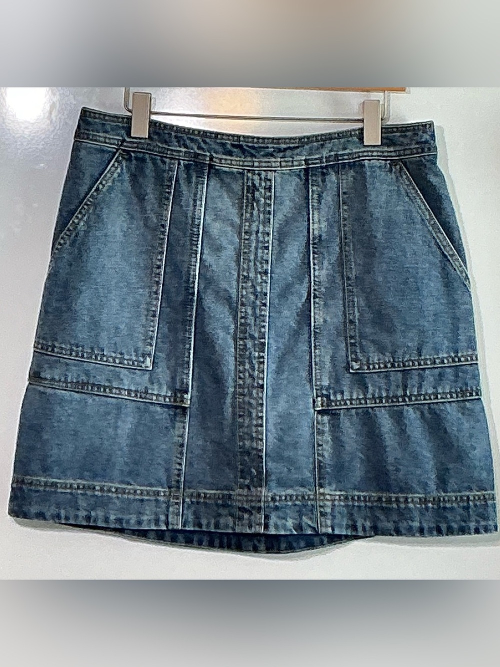 CAbi 6571 Denim Utility Skirt Size 8